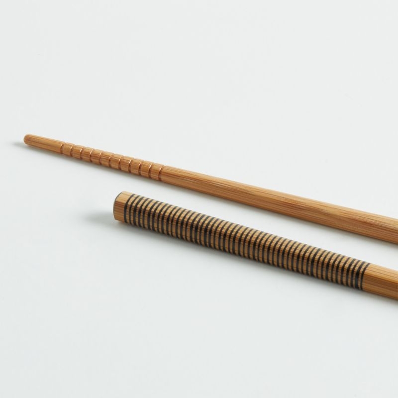 Black Striped Bamboo Chopsticks, Set of 5 Pairs - Image 1