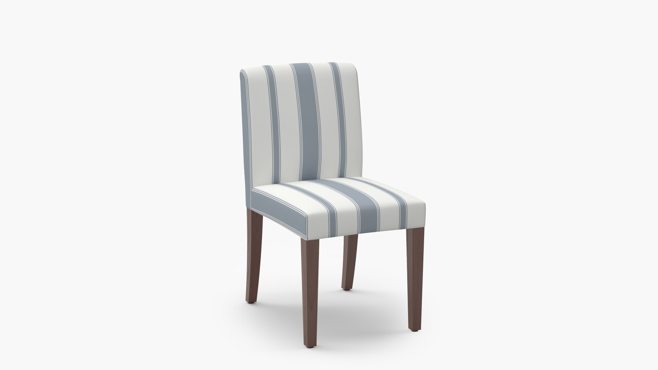 Signature Dining Chair, French Blue Clarence Stripe, Walnut Square Tapered Leg - Image 1