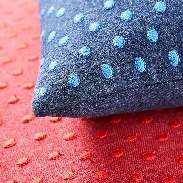 Embroidered Dot Pillow Cover, 12"x21", Midnight - Image 1