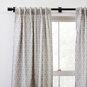Honeycomb Jacquard Curtain, Frost Gray, 48"x84" - Image 3
