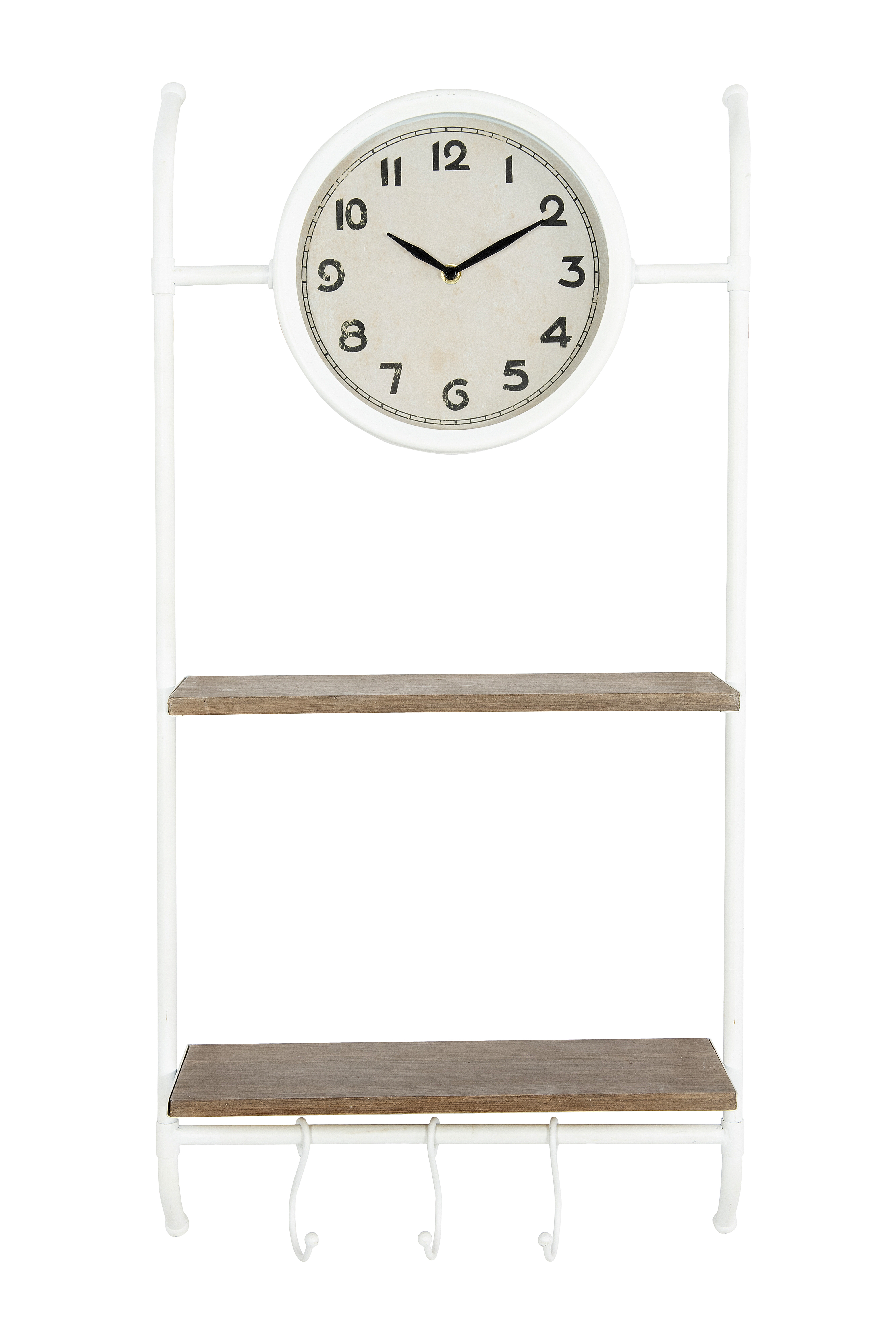 Wall Clock with 2 Shelves & 3 Hooks - Image 0