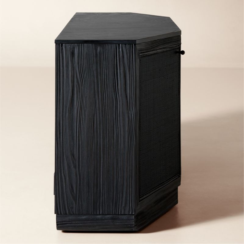 Triad 72" Black Cane and Marble Credenza - Image 4