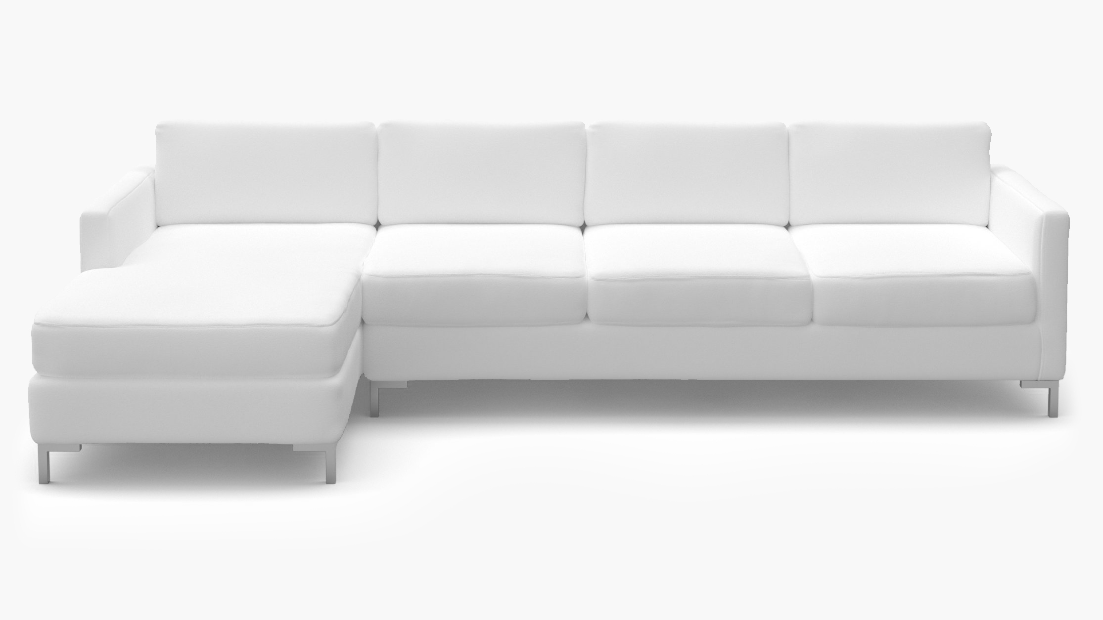 Modern Sectional, Left Facing, White Twill, Chrome L Leg - Image 0