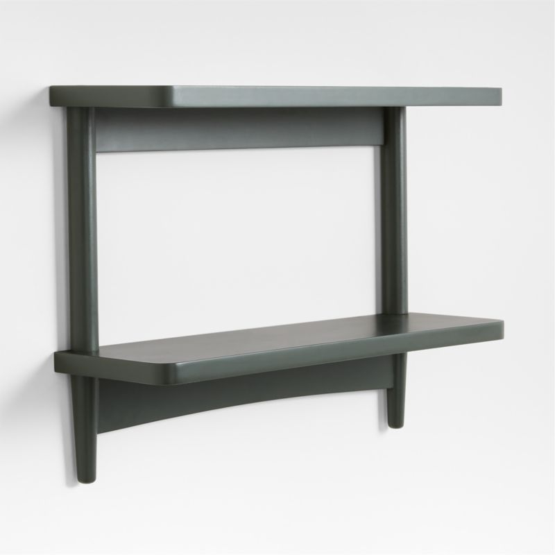 Hampshire Olive Green Wood 2-Tier Kids Wall Shelf - Image 2