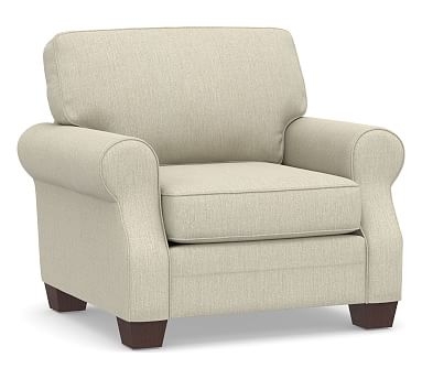 SoMa Fremont Roll Arm Upholstered Armchair, Polyester Wrapped Cushions, Chenille Basketweave Oatmeal - Image 0