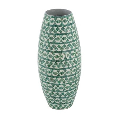 Round Tall Capiz Vase - 8"Dia. X 20" - Green - Image 0