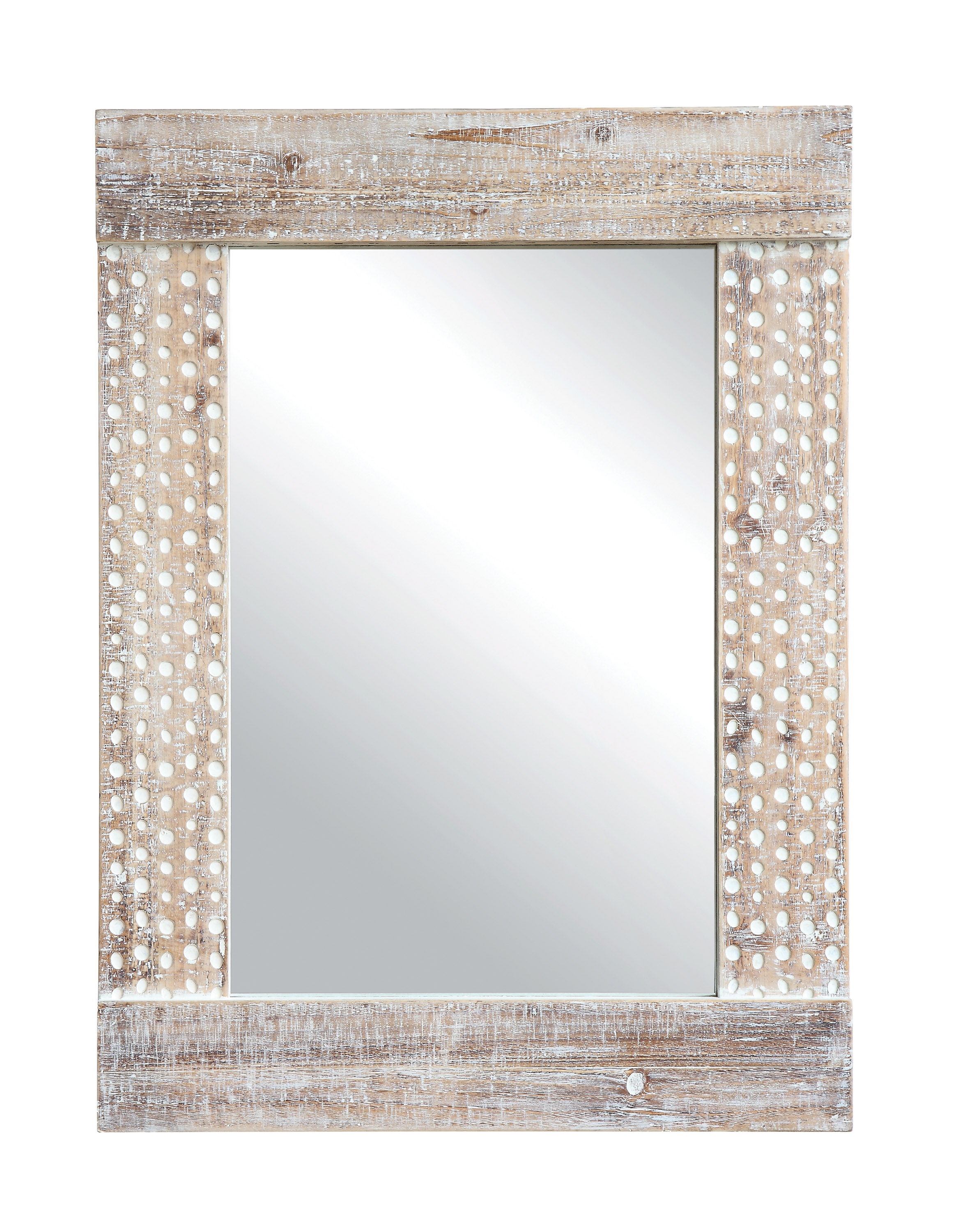 Wood Wall Mirror, White Wash, 23" x 30.75" - Image 0