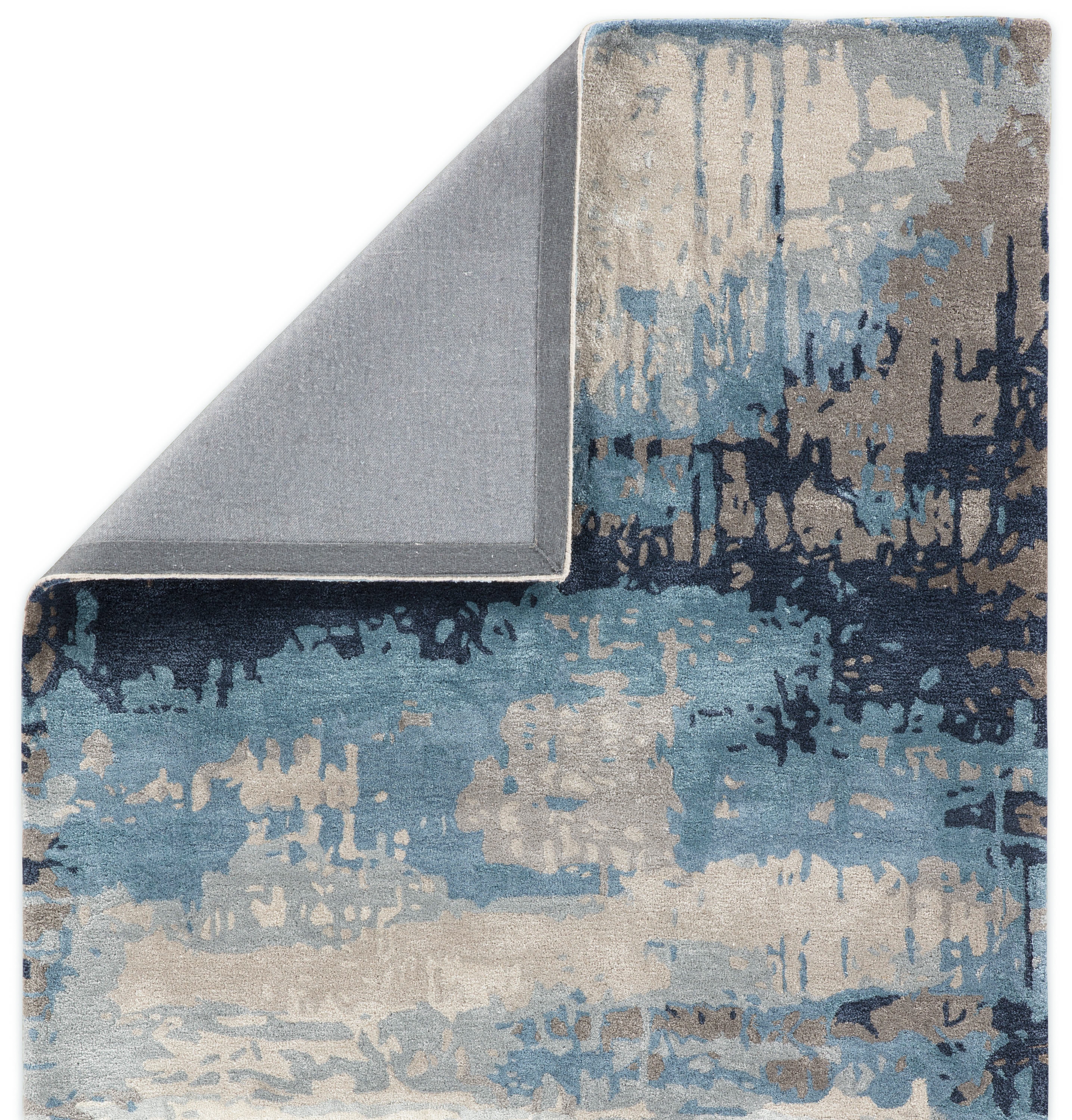 Benna Handmade Abstract Blue/ Gray Area Rug (2'X3') - Image 2