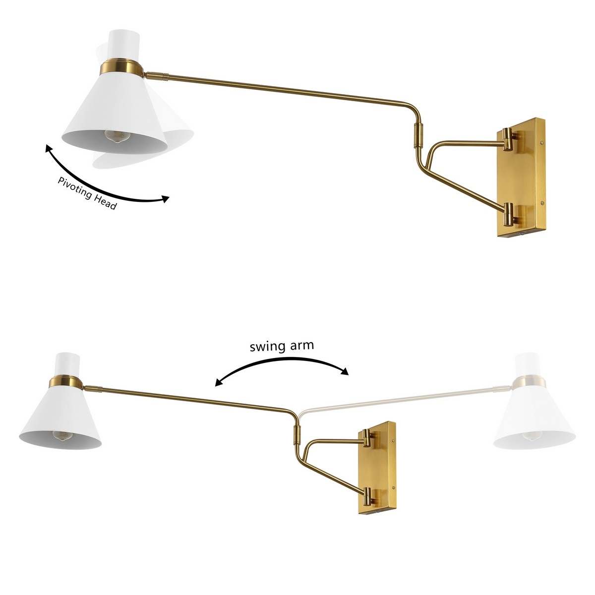 Cleome 28" Wall Sconce - Brass / White - Safavieh - Image 3