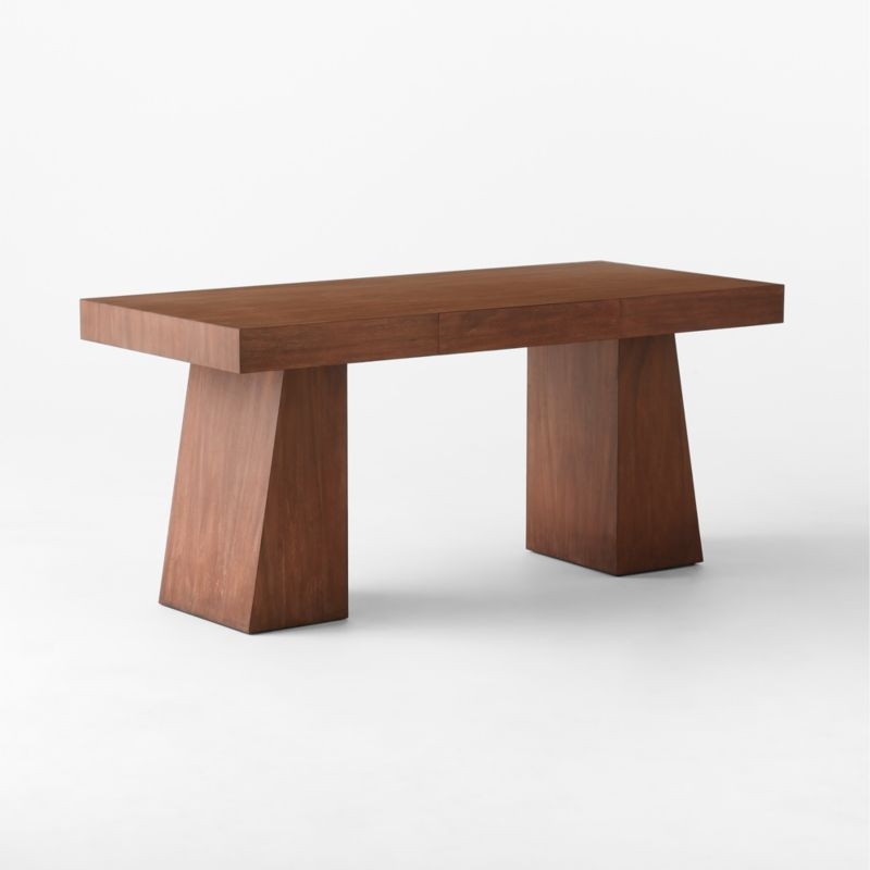 Ridge Cerused Acacia Wood Desk with Drawer - Image 2