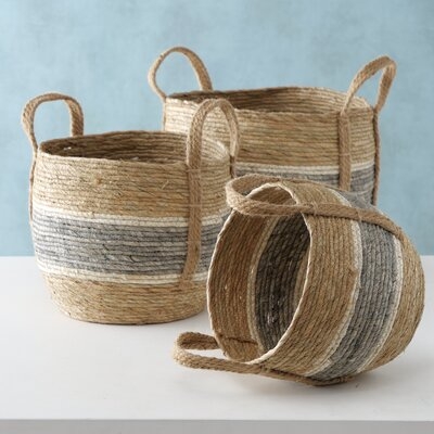 3 Piece Stripes Wicker Basket Set - Image 0