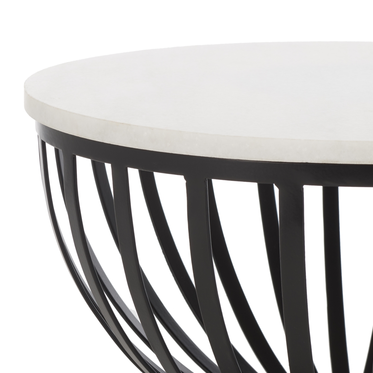 Tissaia Round Accent Table - White Marble / Black - Safavieh - Image 2