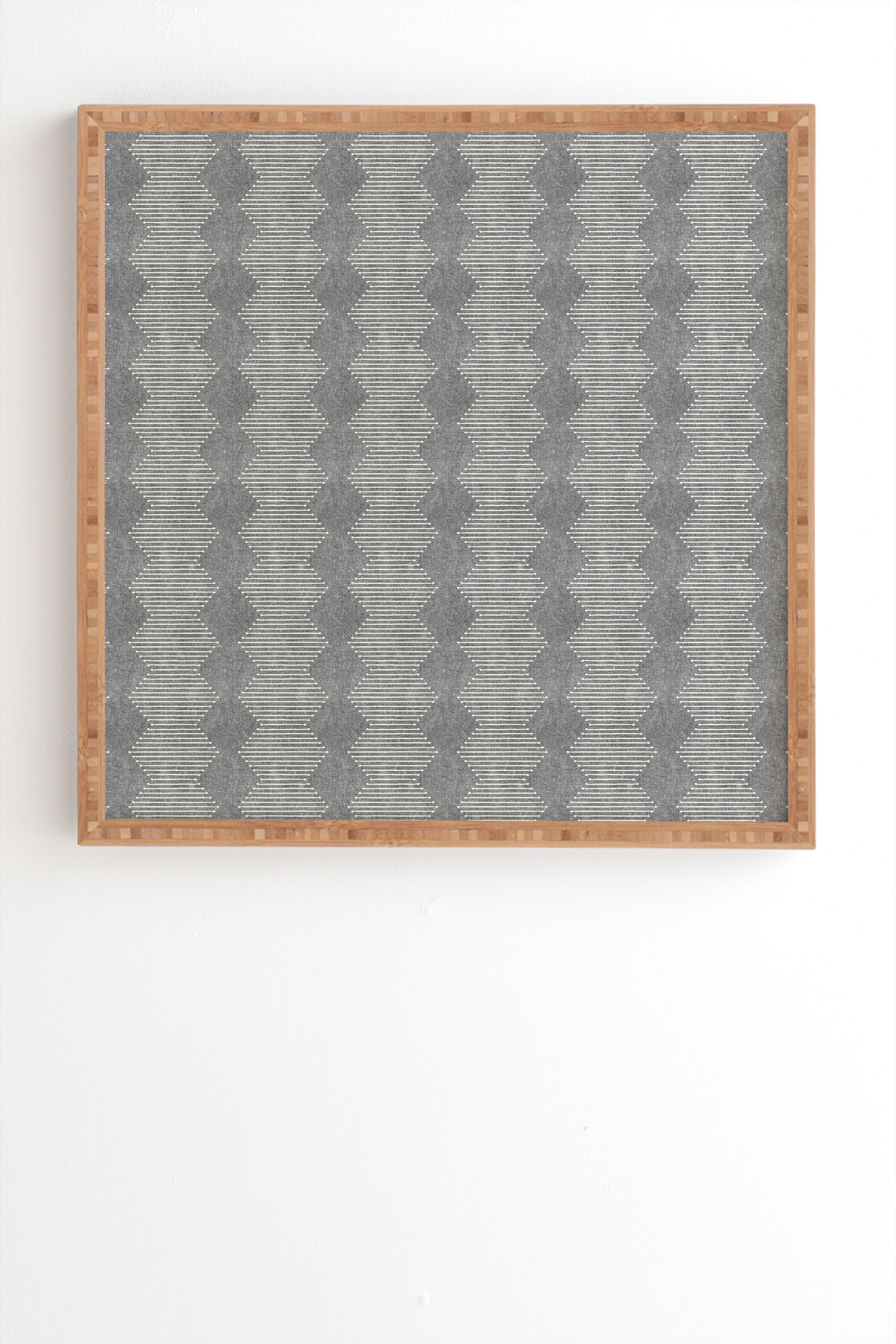 Diamond Mud Cloth Gray by Little Arrow Design Co - Framed Wall Art Bamboo 8" x 9.5" - Image 1