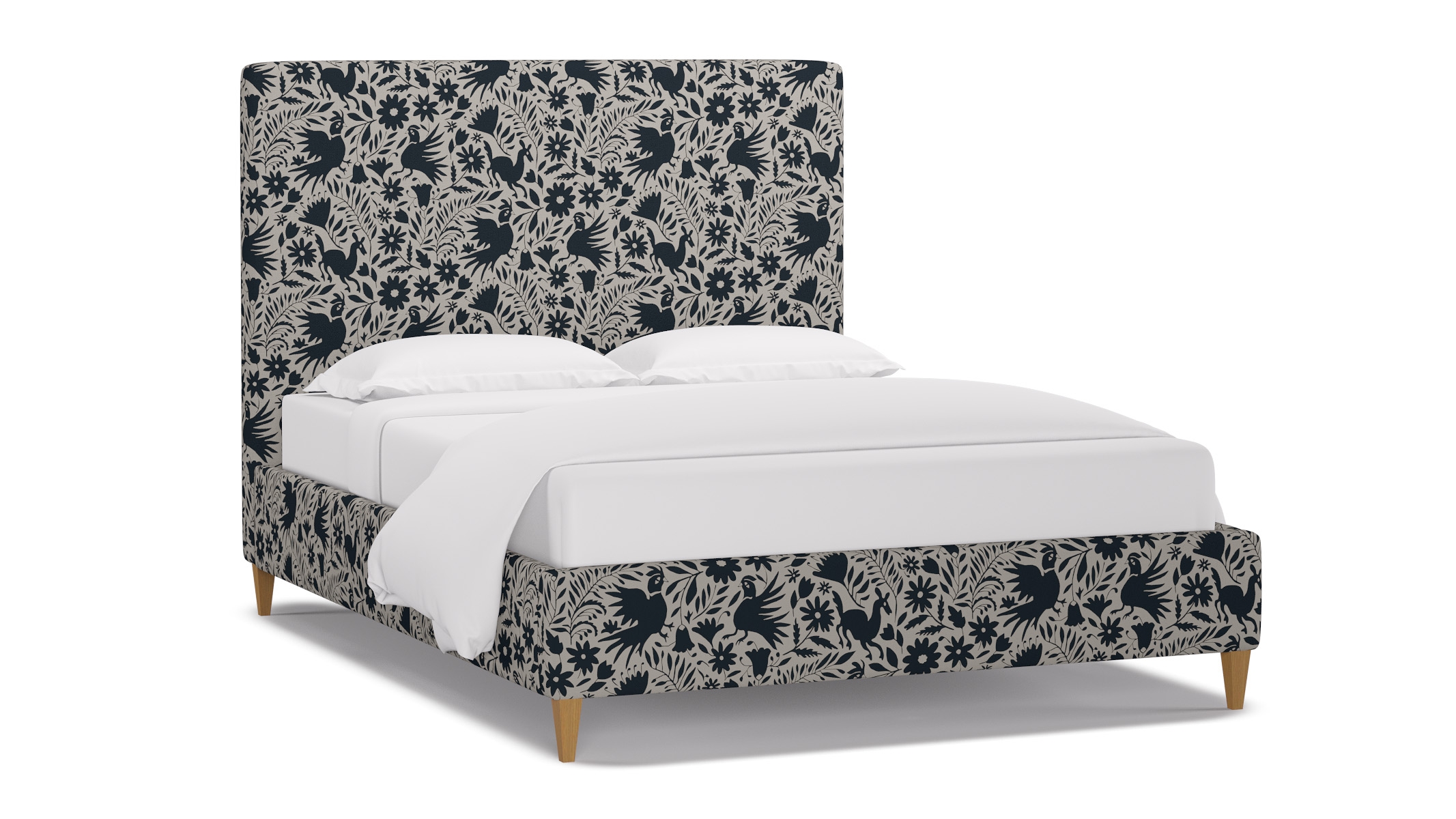 Classic Bed, Ink Frida, Natural Square Tapered Leg, Queen - Image 1
