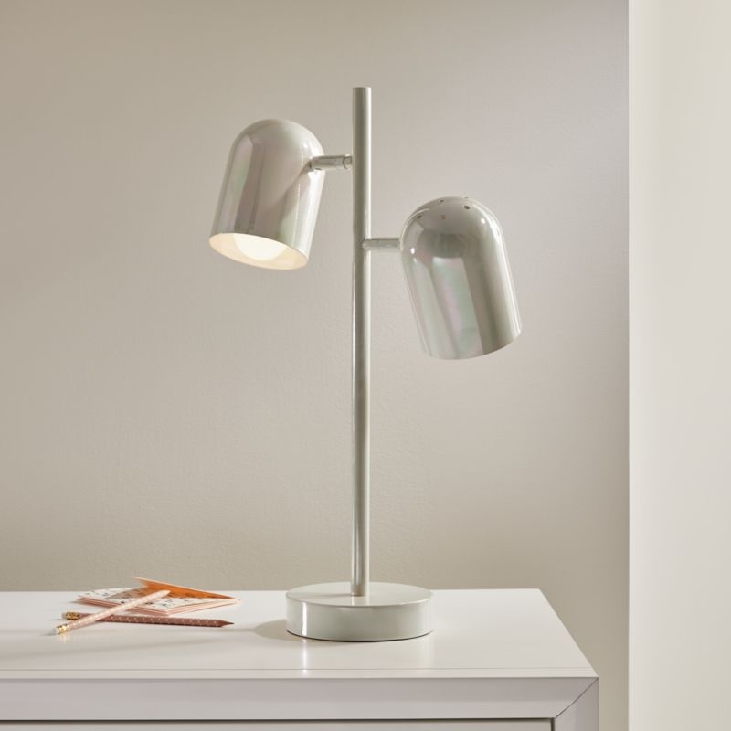 White Iridescent Touch Table Lamp - Image 1