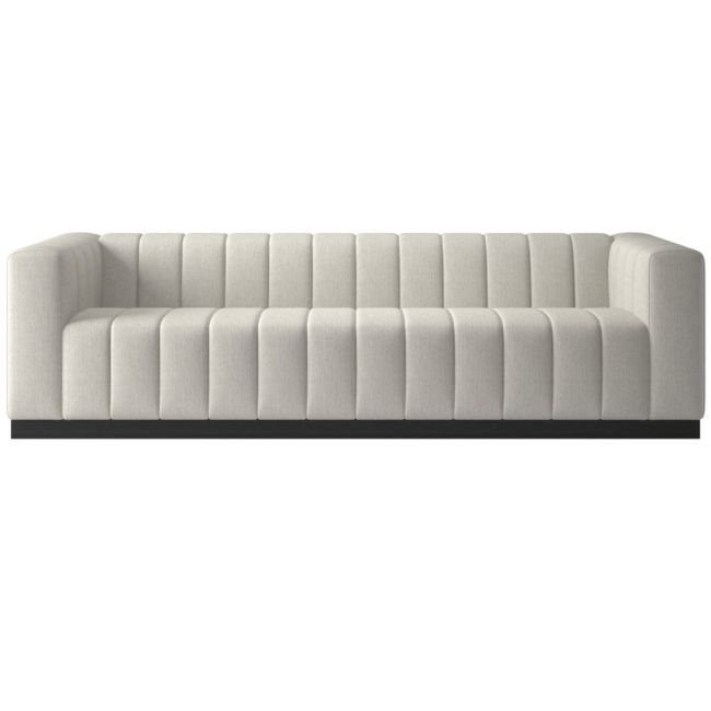 Forte 101" Extra-Large Channeled Sofa with Black Base Nomad Snow - Image 0