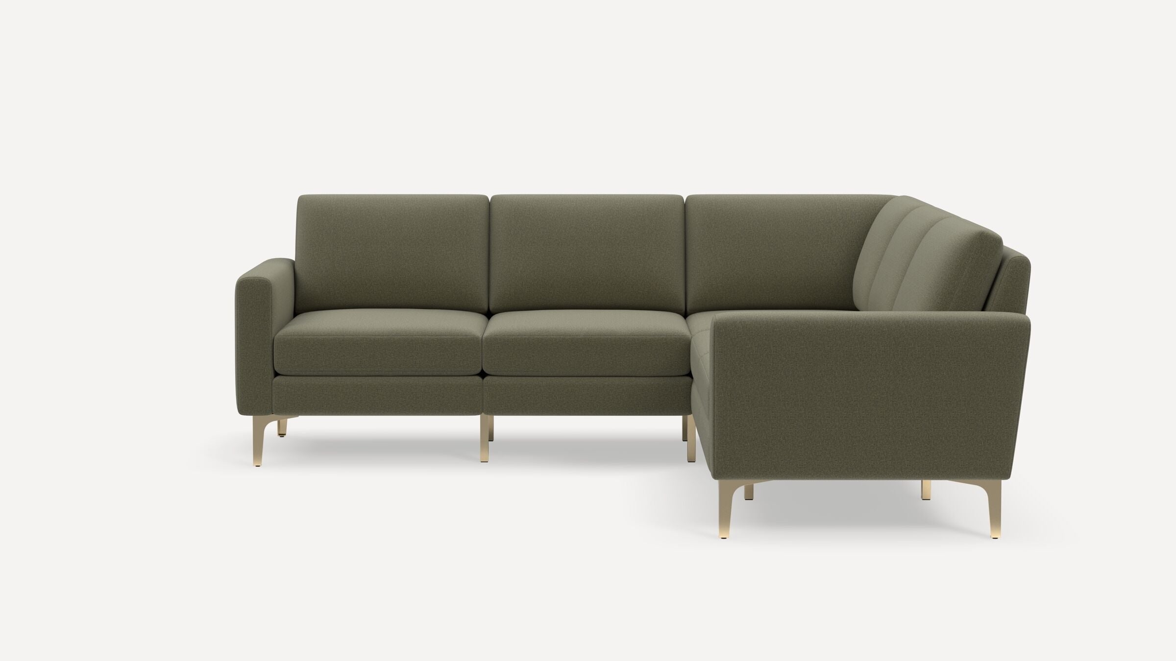 Nomad 5-Seat Corner Sectional - Moss Green - Performance Flatweave / Brass - Metal / Block - Image 0