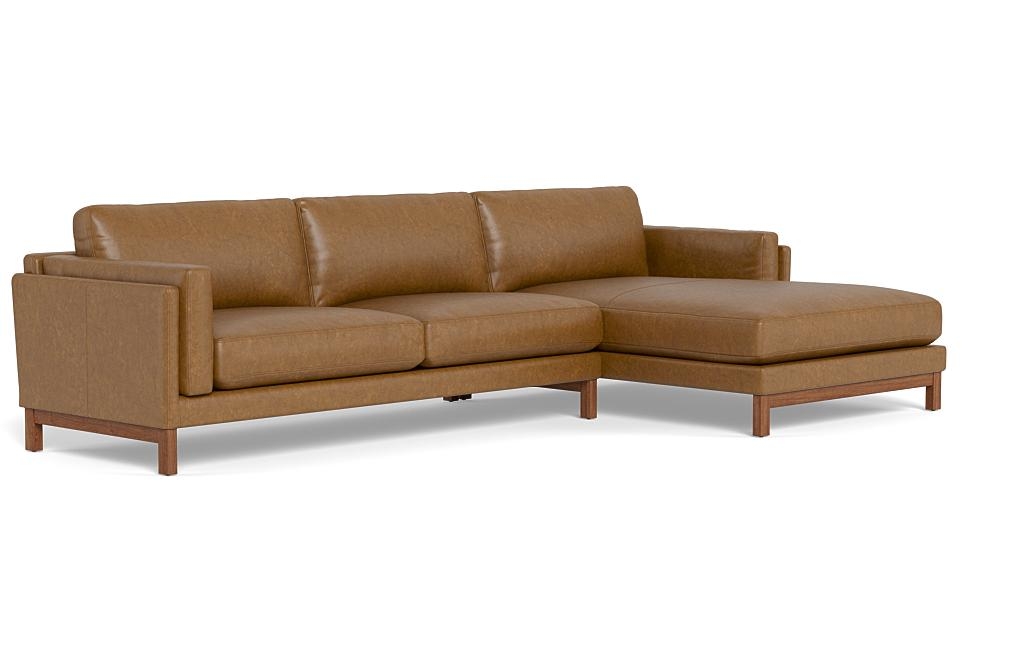 Gaby Leather 3-Seat Right Chaise Sectional - Image 1