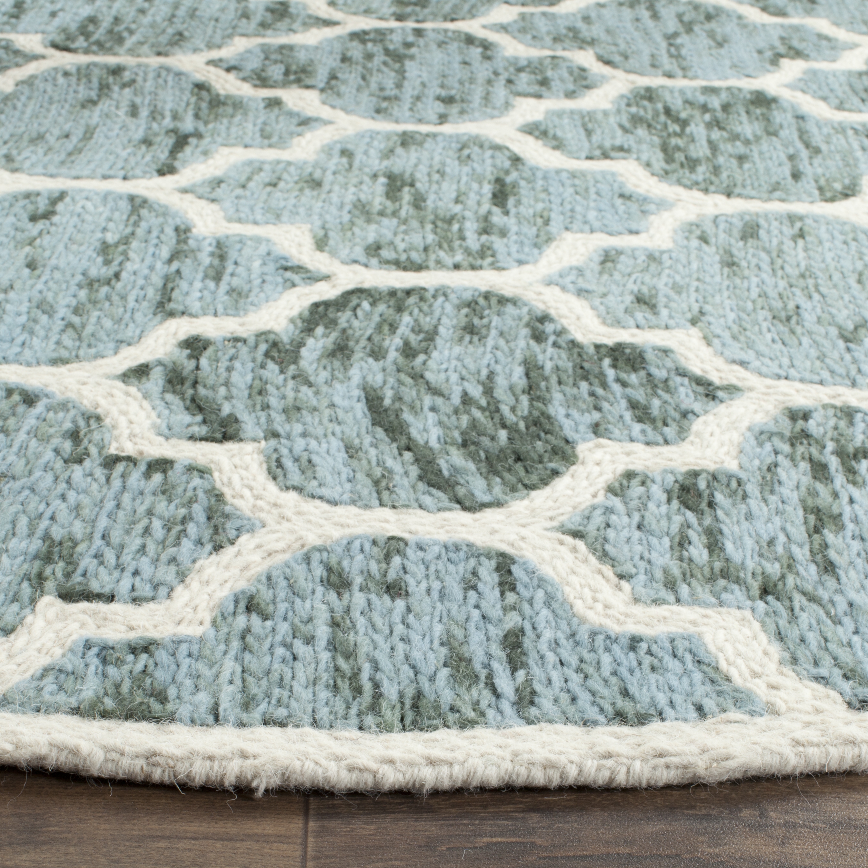 Arlo Home Hand Loomed Area Rug, HIM121C, Turquoise/Ivory,  6' X 6' Round - Image 2