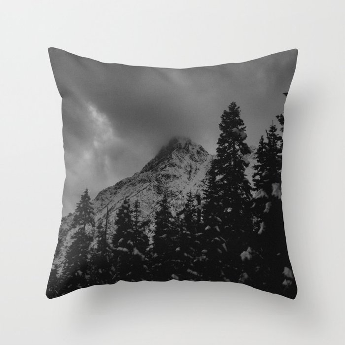 North Cascade Winter Blizzard Couch Throw Pillow by Leah Flores - Cover (16" x 16") with pillow insert - Indoor Pillow - Image 0