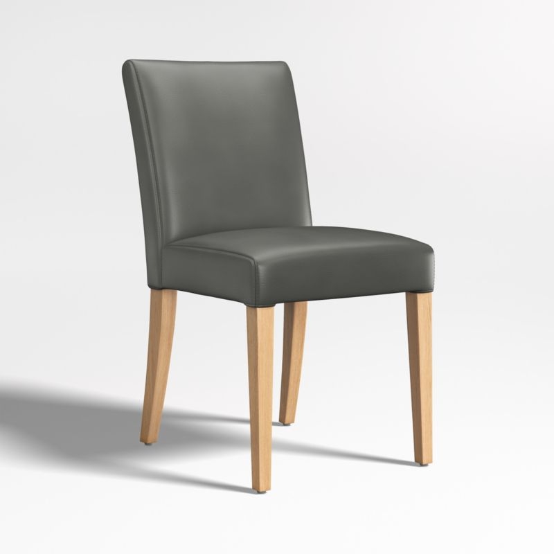 Lowe Smoke Grey Leather Dining Chair with Natural Wood Legs - Image 1