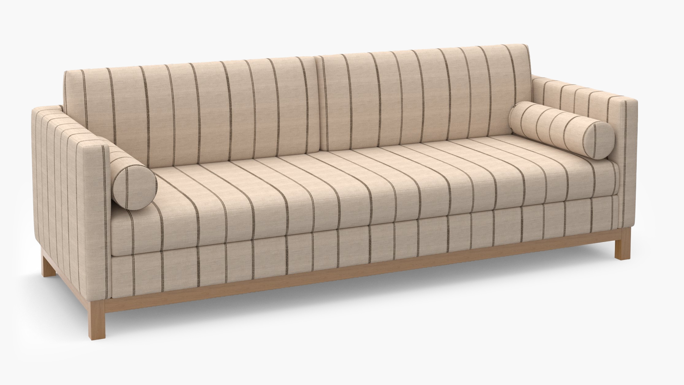 Tailored Tuxedo Sofa, Cocoa Felix, Natural Wood Rail - Image 1
