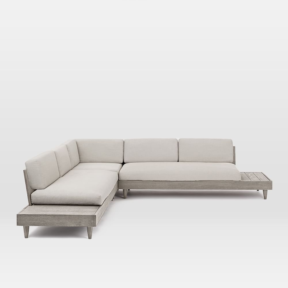 Portside Low Outdoor 112in 3 Piece Sectional, Driftwood - Image 3