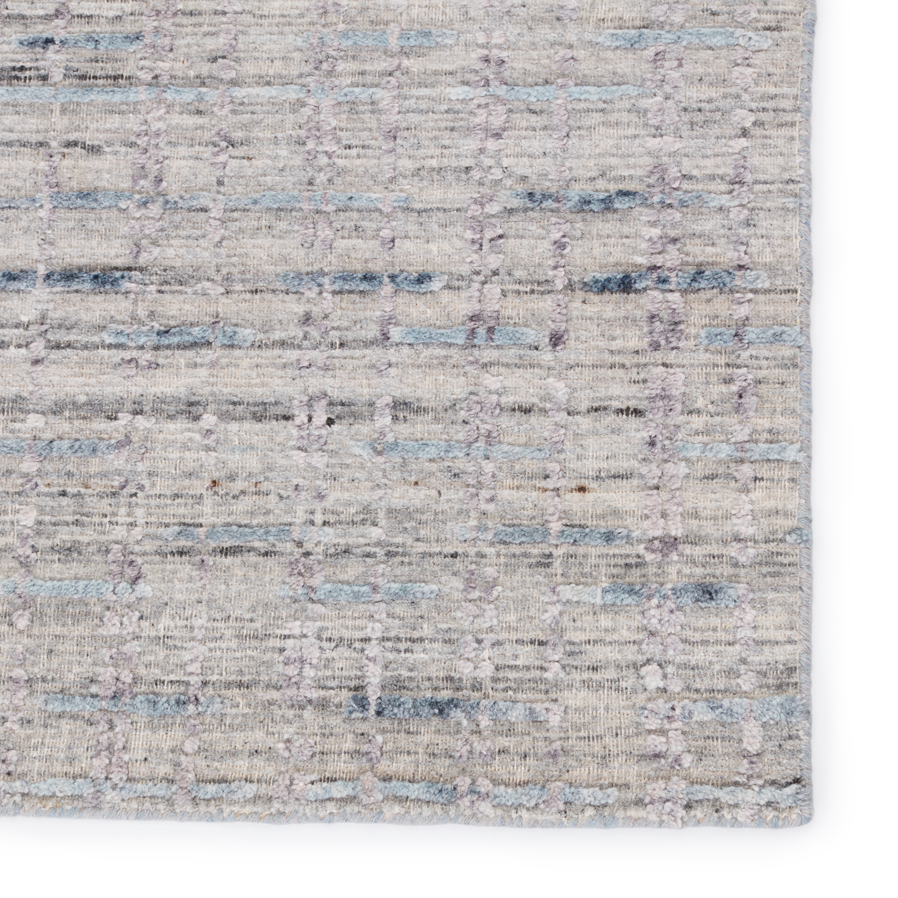 Thaddea Handmade Striped Light Gray/ Blue Area Rug (8'X10') - Image 3