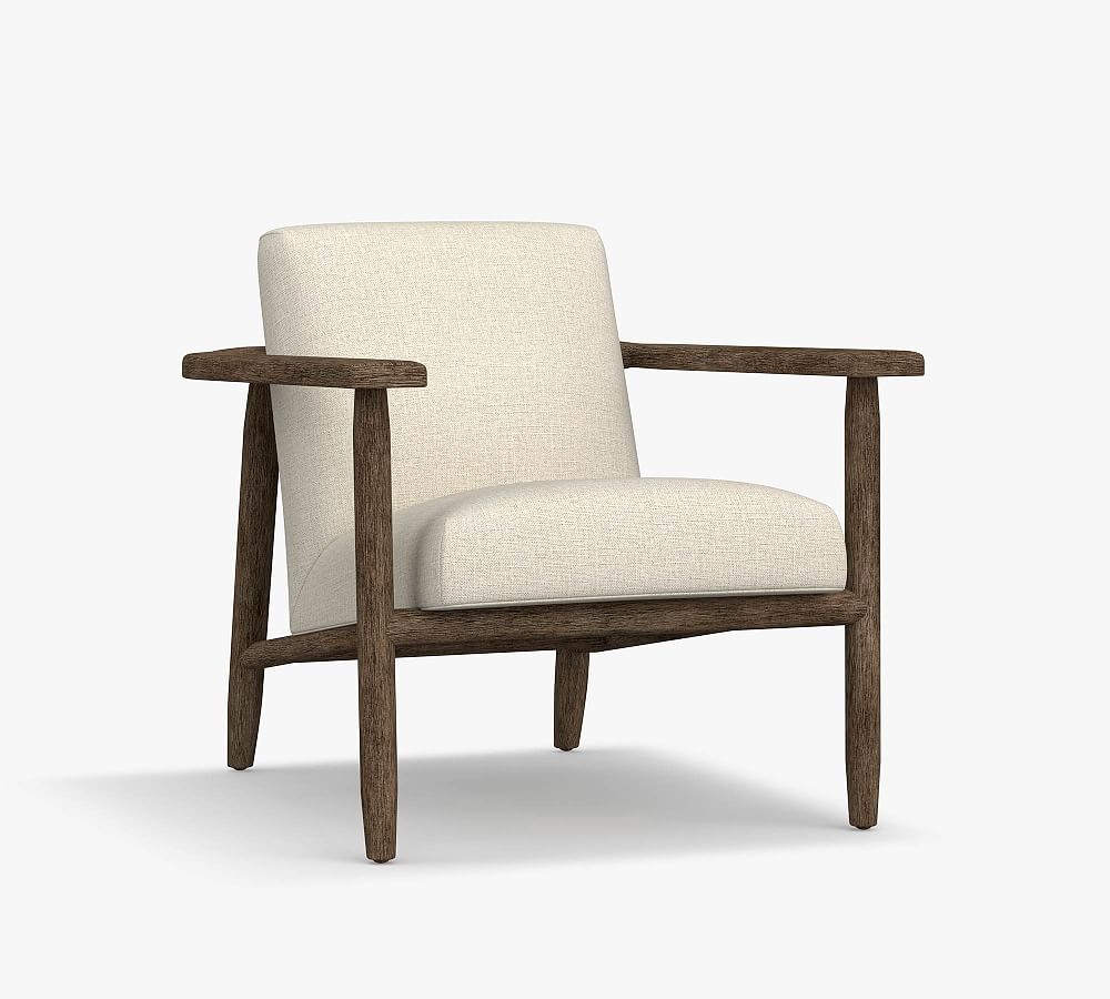 Mesa Upholstered Armchair, Polyester Wrapped Cushions, Ivory, Performance Heathered Tweed - Image 0