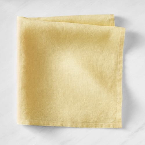 Italian Washed Linen Napkins, Set of 4, Sun Yellow - Image 0