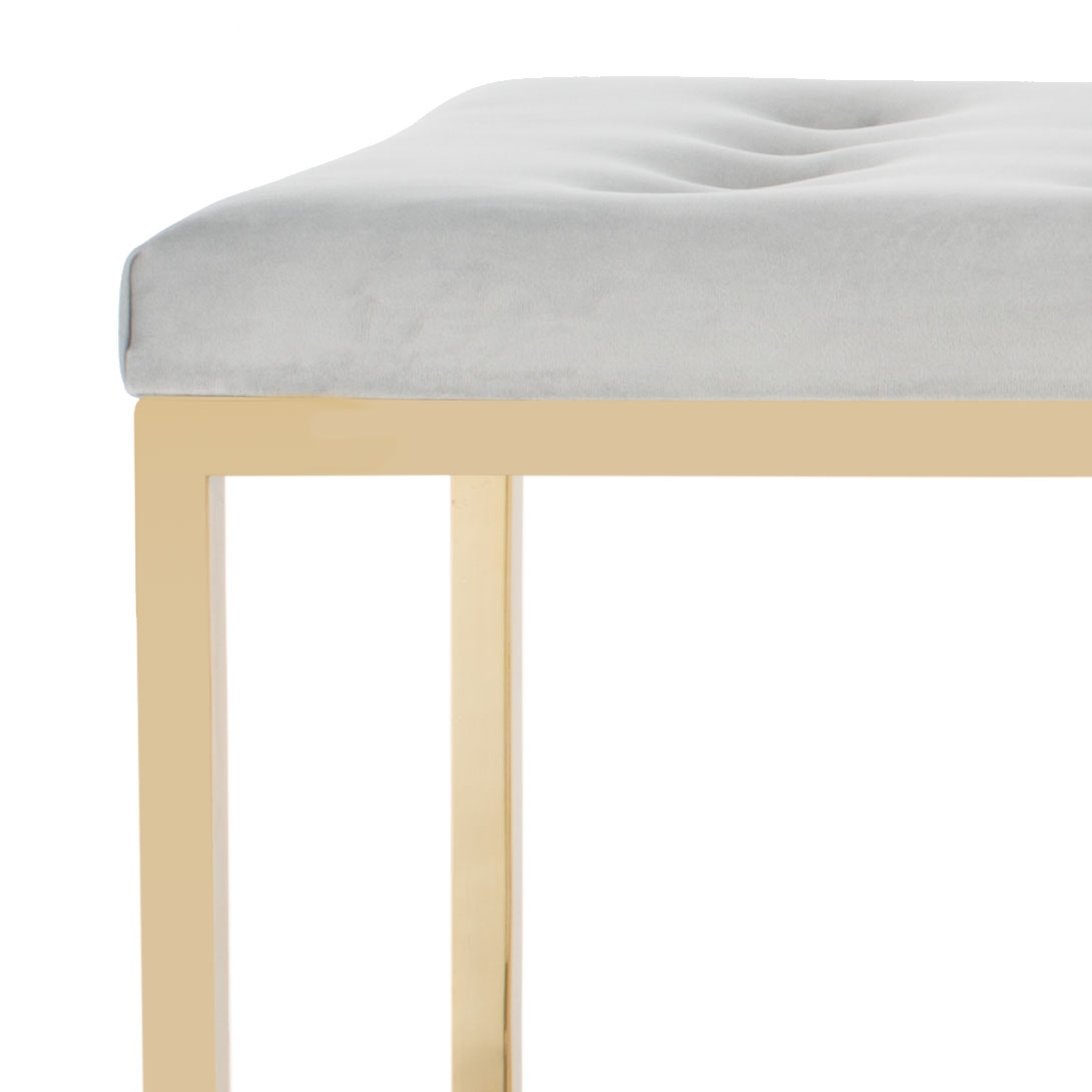 Reynolds Velvet Bench - Grey/Brass - Safavieh - Image 4