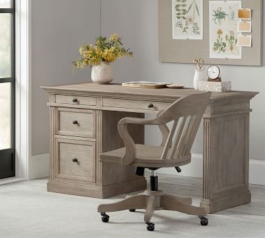 Livingston 57" Writing Desk with Drawers, Dusty Charcoal - Image 3
