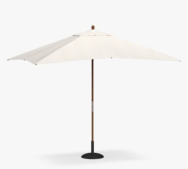 10' Rectangular Outdoor Umbrella with Teak Pole, Sunbrella(R) Black - Image 2