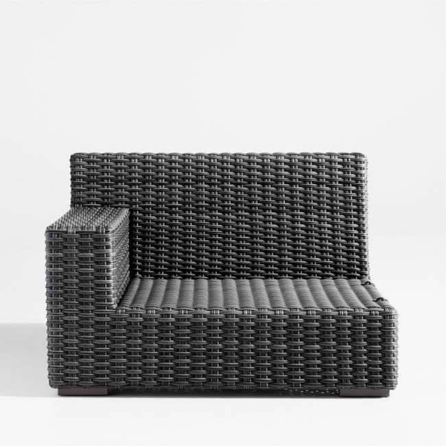 Abaco Resin Wicker Charcoal Grey Left-Arm Outdoor Chair - Image 0