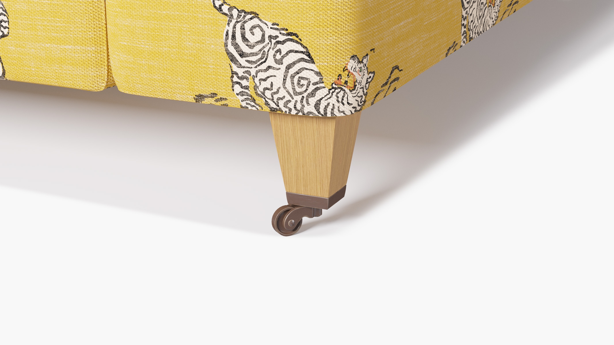 Classic Sofa, Dijon Tigresse, Natural with Antique Brass Caster - Image 1