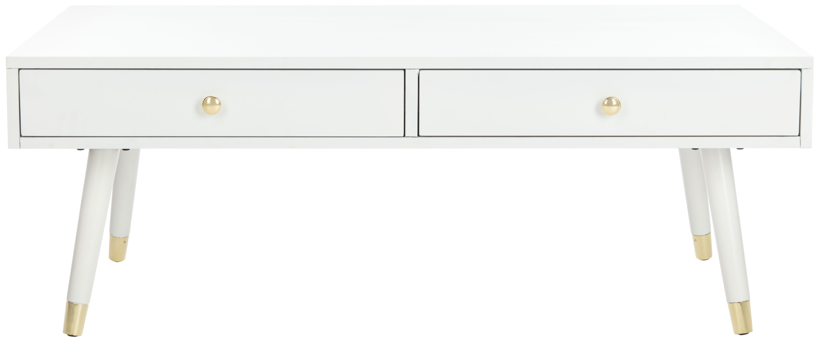 Levinson Gold Cap Coffee Table - White / Gold - Safavieh - Image 0