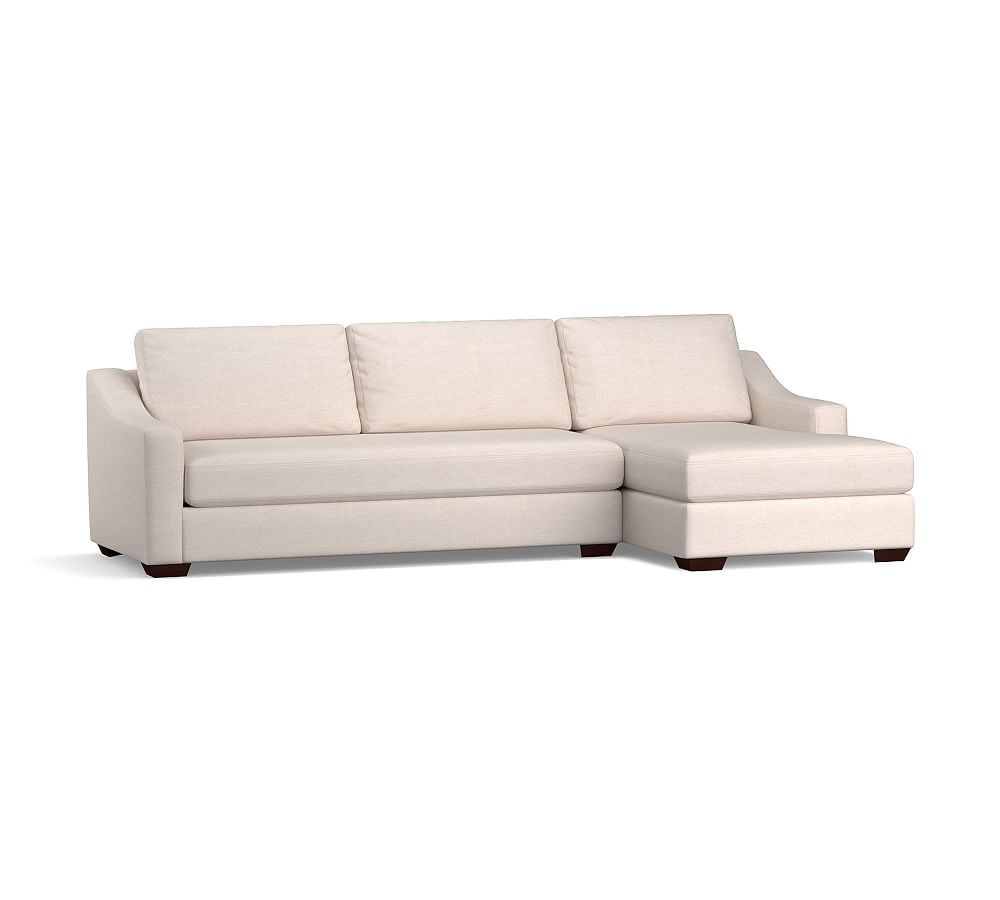 Big Sur Slope Arm Upholstered Left Arm Sofa with Chaise Sectional and Bench Cushion, Down Blend Wrapped Cushions, Jumbo Basketweave Oatmeal - Image 0