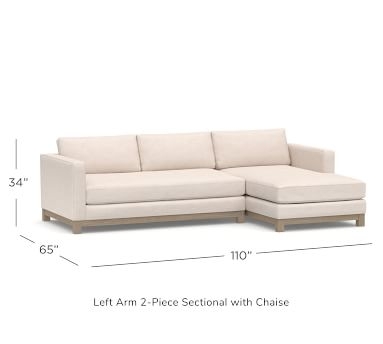Jake Upholstered Left Arm 2-Piece Sectional with Chaise 2X1, Bench Cushion, With Wood Legs, Polyester Wrapped Cushions, Chenille Basketweave Charcoal - Image 2