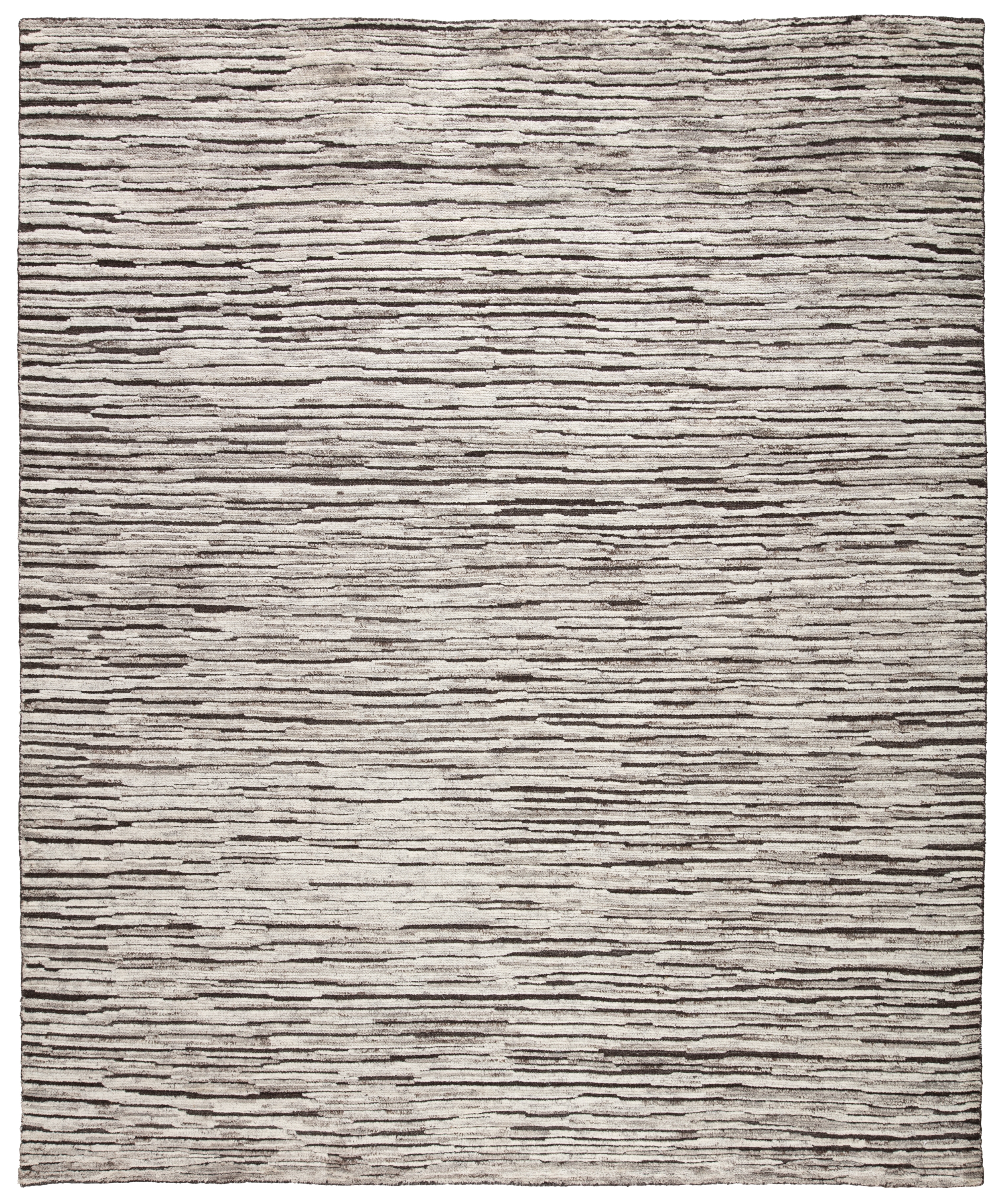 Ramsay REI13 Handknotted Stripes Dark Gray and Ivory Area Rug (8'x10') - Image 0