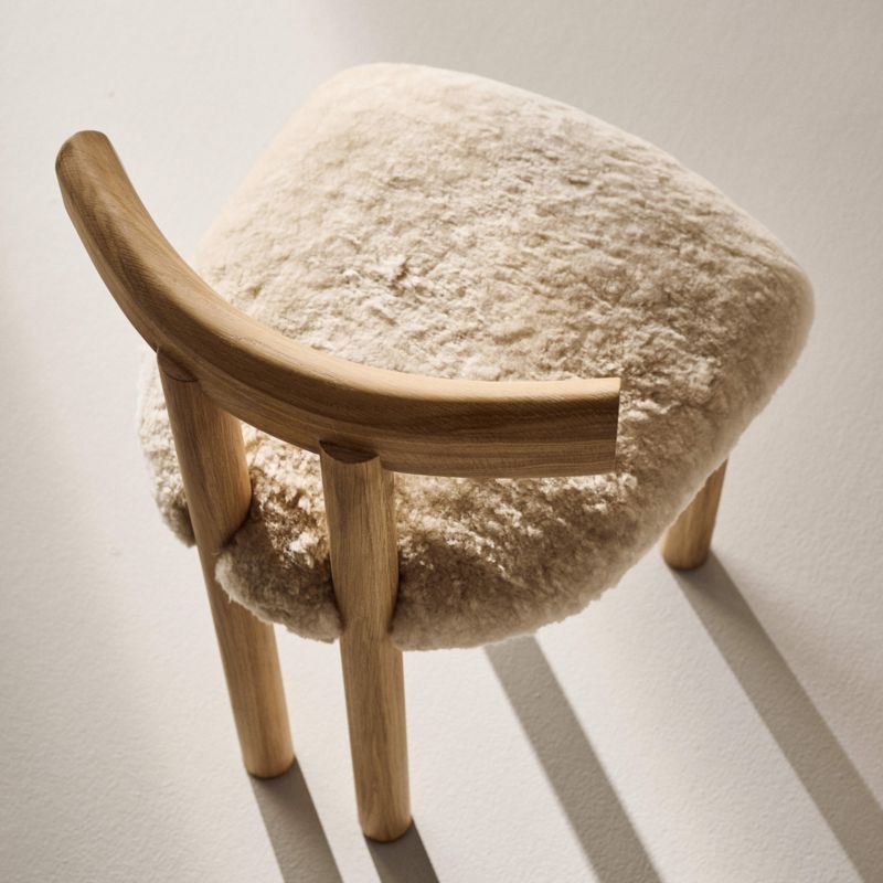 Perle Shearling and Oak Wood Dining Chair by goop - Image 4