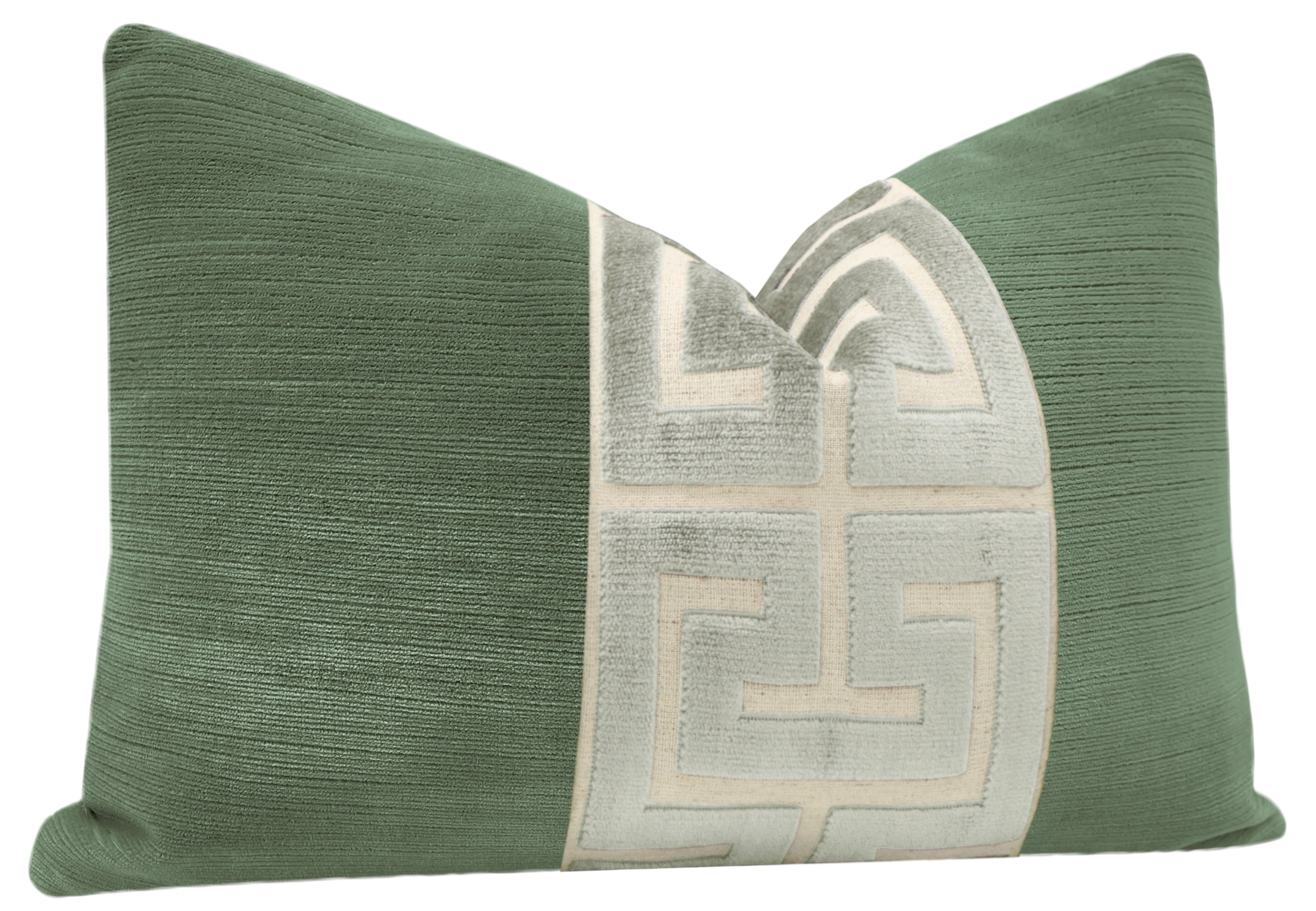 THE LITTLE LUMBAR :: STRIE VELVET // PATINA + PLATINUM GREEK TRIM - LITTLE LUMBAR 12" X 18" - Image 1