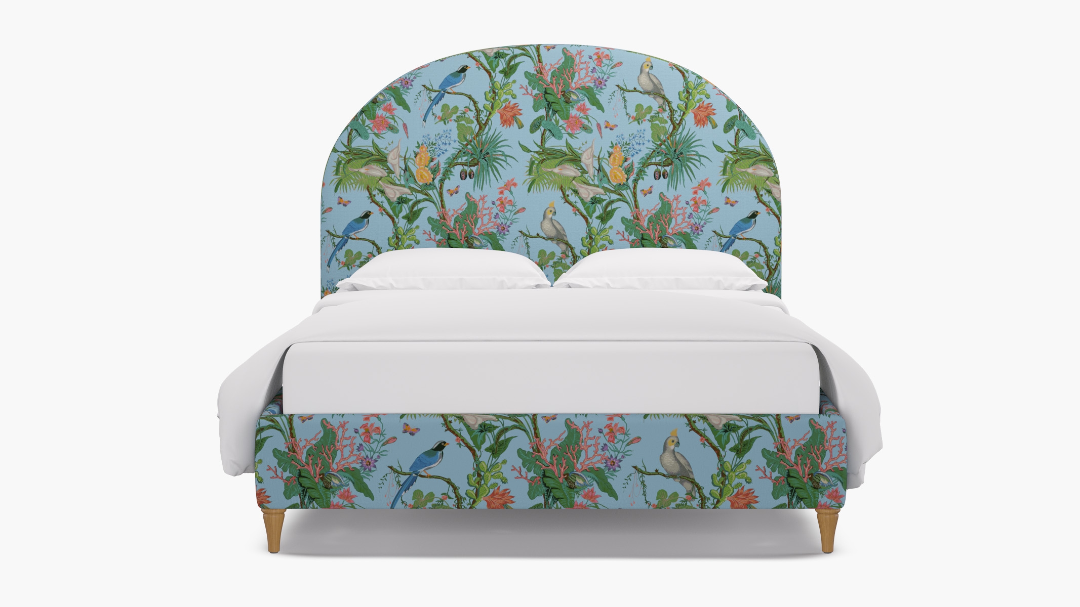 Demilune Bed, Sky Cinque Terra, Natural Decorative Tapered Leg, Twin - Image 0