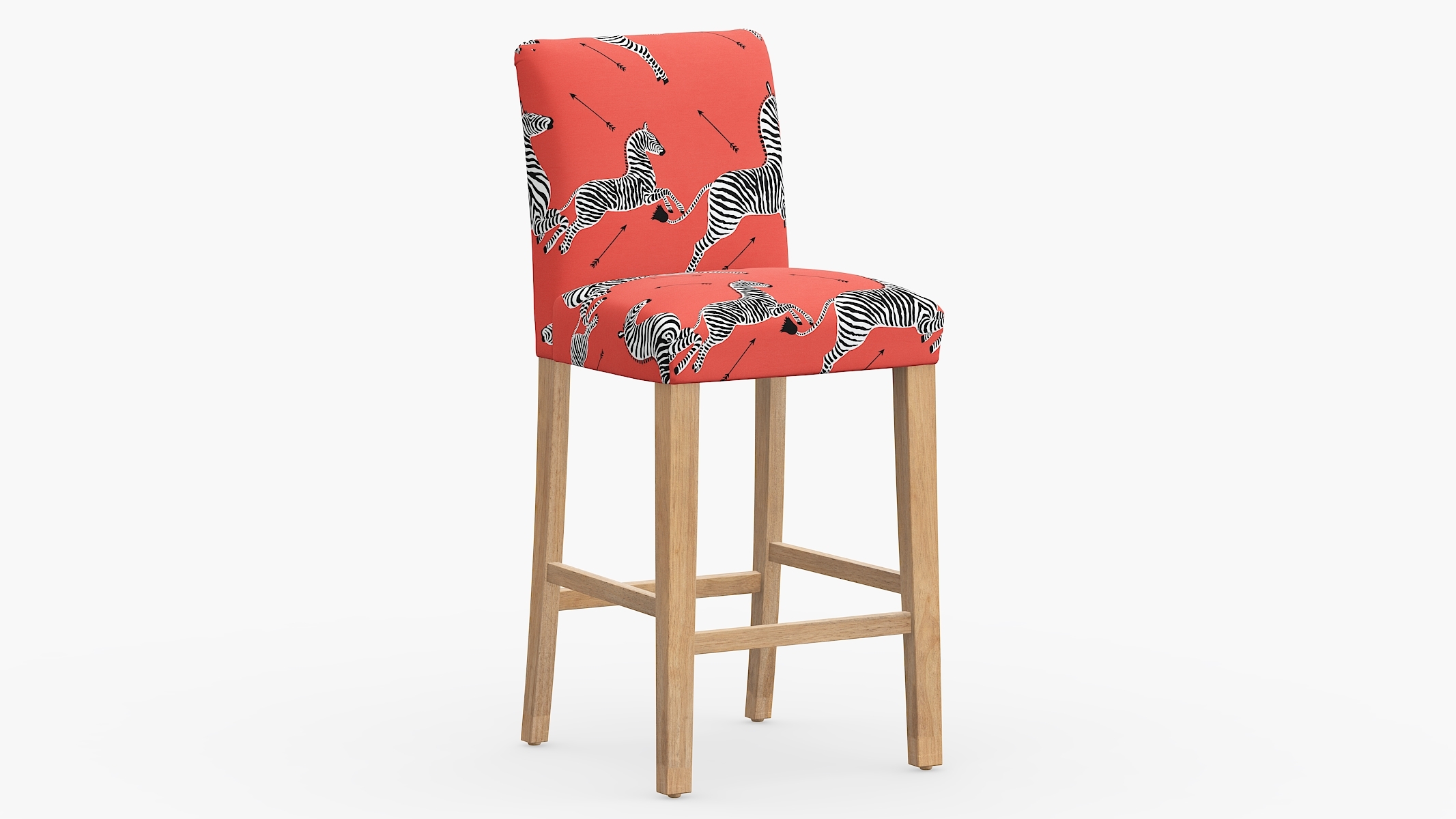 Classic Dining Bar Stool, Coral Zebra, Natural - Image 0