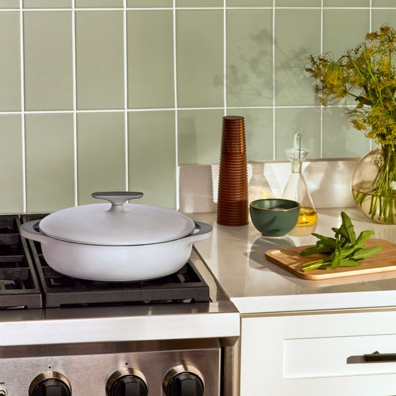 Caraway ® Grey 3.5-Qt. Enameled Cast Iron Braiser with Domed Lid - Image 1