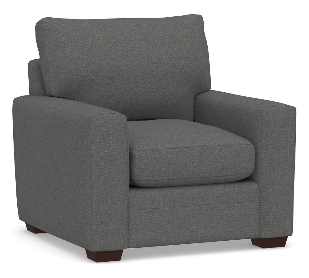 Pearce Modern Square Arm Upholstered Armchair, Down Blend Wrapped Cushions, Park Weave Charcoal - Image 0