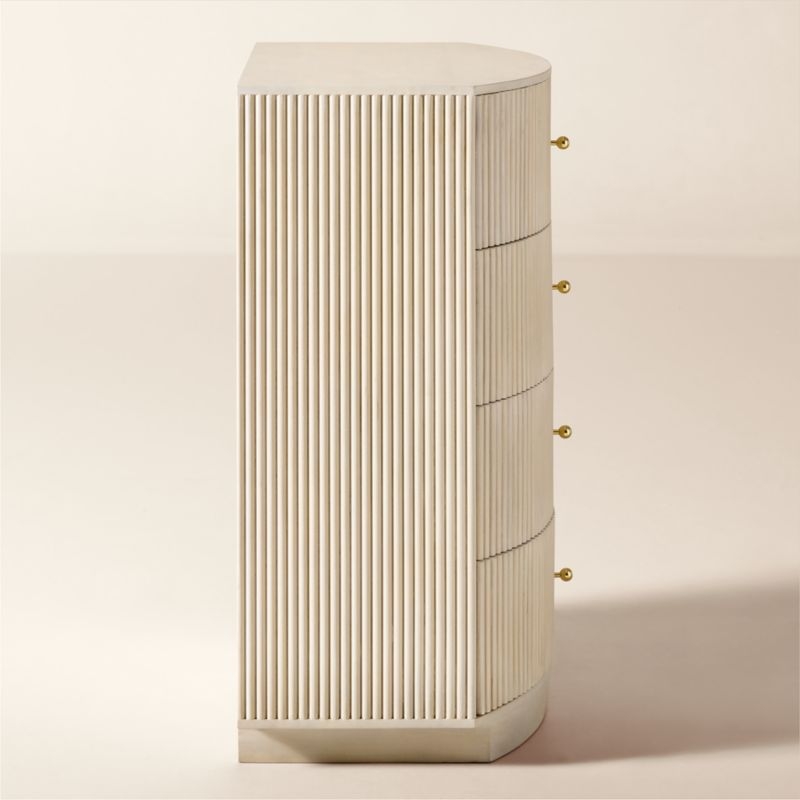 Cameo 33" Fluted Whitewash Wood 4-Drawer Tall Dresser - Image 5