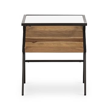 Mixed Wood & Glass Side Table - Image 2