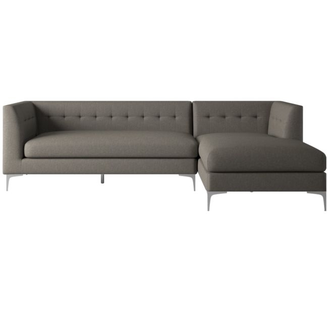 Holden 2-Piece Tufted Sectional Loveseat Angel Pewter - Image 0