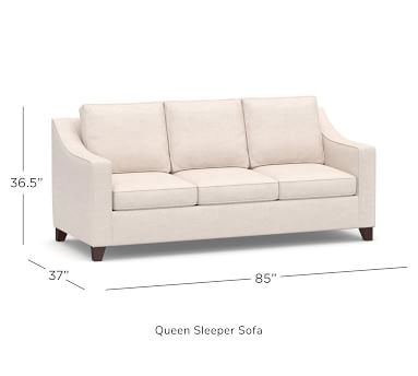 Cameron Slope Arm Upholstered Queen Sleeper Sofa with Memory Foam Mattress, Polyester Wrapped Cushions, Performance Heathered Basketweave Dove - Image 5