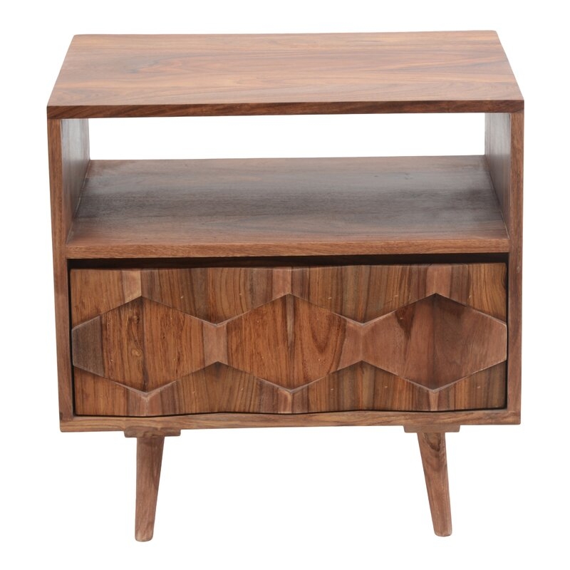 Solid Wood 1 Drawer Nightstand - Image 0